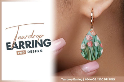 Paper Cutout Tulips in Pink Peach and White with Green Leaves on Teal Background Sublimation Regulrcrative 