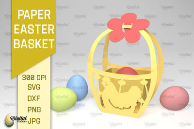 Paper Easter Basket SVG. 3D Easter Basket Paper Cut 3D Paper Evgenyia Guschina 