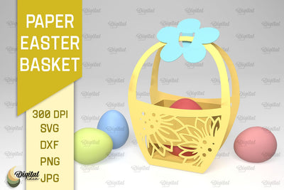 Paper Easter Basket SVG. 3D Easter Basket Paper Cut 3D Paper Evgenyia Guschina 