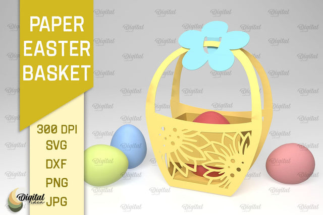 Paper Easter Basket SVG. 3D Easter Basket Paper Cut 3D Paper Evgenyia Guschina 