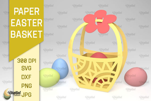 Paper Easter Basket SVG. 3D Easter Basket Paper Cut 3D Paper Evgenyia Guschina 