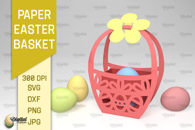 Paper Easter Basket SVG. 3D Easter Basket Paper Cut 3D Paper Evgenyia Guschina 