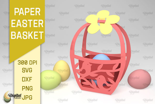 Paper Easter Basket SVG. 3D Easter Basket Paper Cut 3D Paper Evgenyia Guschina 