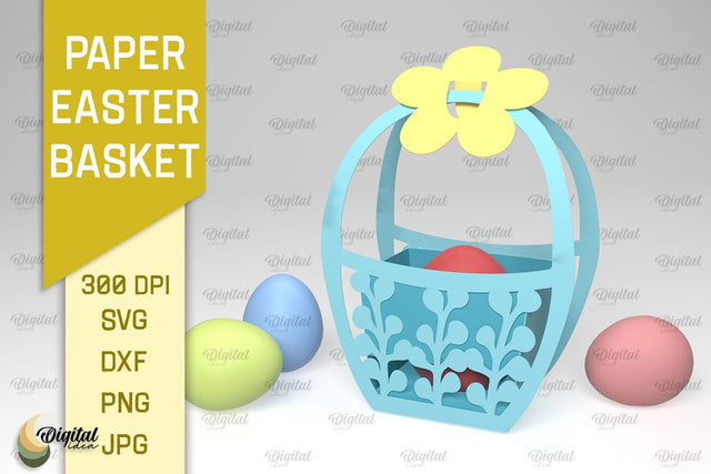 Paper Easter Basket SVG. 3D Easter Basket Paper Cut 3D Paper Evgenyia Guschina 