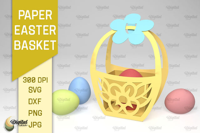 Paper Easter Basket SVG. 3D Easter Basket Paper Cut 3D Paper Evgenyia Guschina 