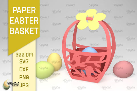Paper Easter Basket SVG Bundle. 3D Easter Basket Paper Cut SVG Evgenyia Guschina 
