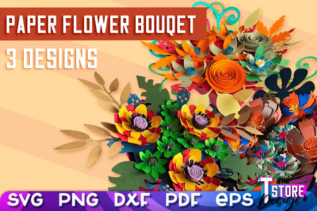 Paper Flower Bouquet SVG Design | Flower Bouquet SVG Design | Mother’s Day Gift SVG The T Store Design 
