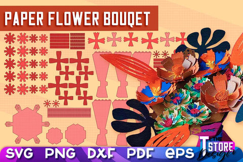 Paper Flower Bouquet SVG Design | Flower Bouquet SVG Design | Mother’s Day Gift SVG The T Store Design 