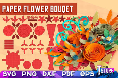 Paper Flower Bouquet SVG Design | Flower Bouquet SVG Design | Mother’s Day Gift SVG The T Store Design 