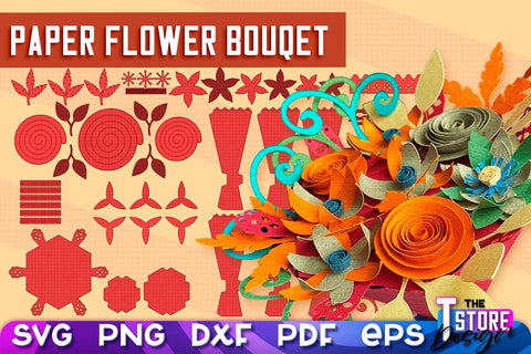 Paper Flower Bouquet SVG Design | Flower Bouquet SVG Design | Mother’s Day Gift SVG The T Store Design 