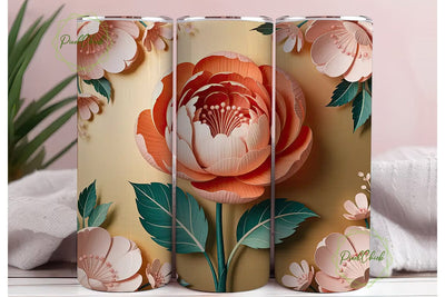 Paper Flowers 20oz Tumbler Wrap Sublimation PixelChick 
