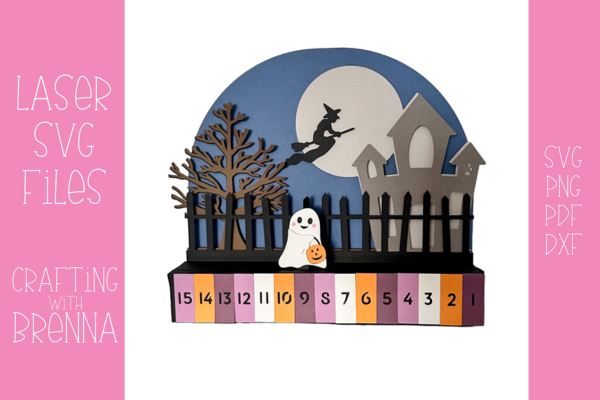Paper Halloween Countdown Laser SVG File SVG Crafting With Brenna 