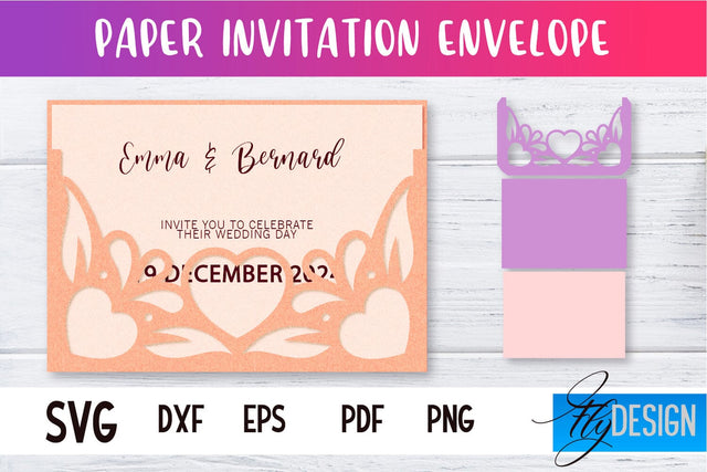 Paper Invitation Envelope | Paper Cut Design | SVG File SVG Fly Design 
