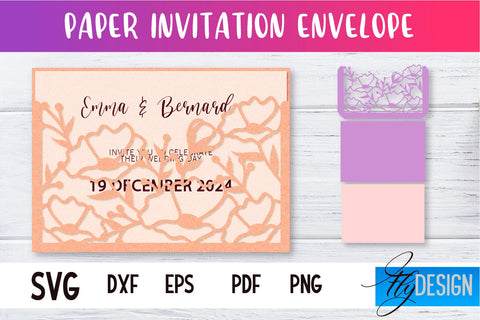 Paper Invitation Envelope | Paper Cut Design | SVG File SVG Fly Design 