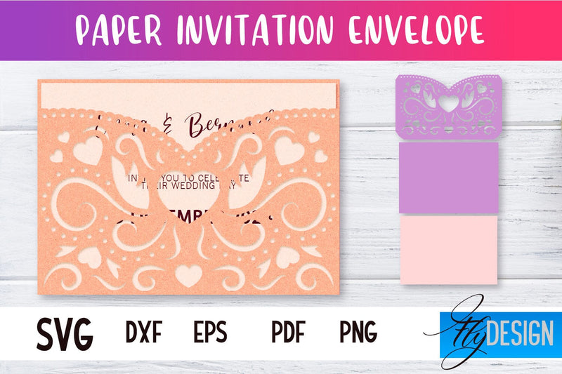 Paper Invitation Envelope | Paper Cut Design | SVG File SVG Fly Design 