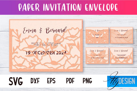 Paper Invitation Envelope | Paper Cut Design | SVG File SVG Fly Design 