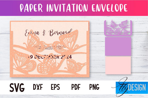 Paper Invitation Envelope | Paper Cut Design | SVG File SVG Fly Design 