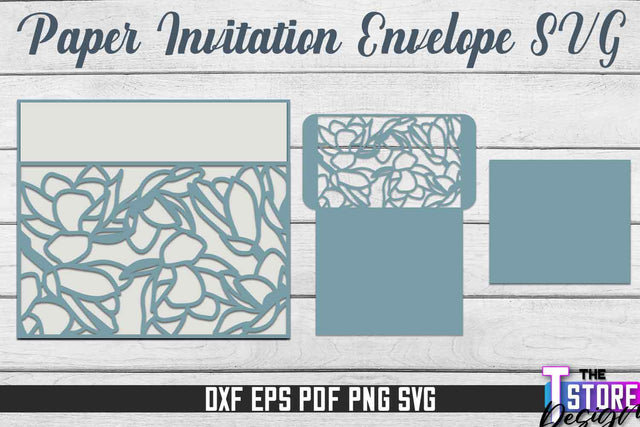Paper Invitation Envelope | Paper Cut Design | SVG File SVG The T Store Design 