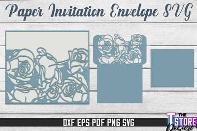 Paper Invitation Envelope | Paper Cut Design | SVG File SVG The T Store Design 