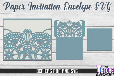 Paper Invitation Envelope | Paper Cut Design | SVG File SVG The T Store Design 