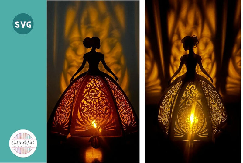 Paper Lantern Princess 3d SVG Cut File 3D Paper Dots-A-Lot 