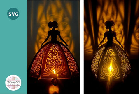 Paper Lantern Princess 3d SVG Cut File 3D Paper Dots-A-Lot 
