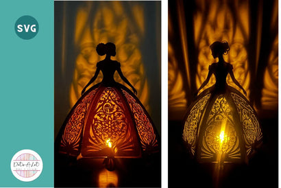 Paper Lantern Princess 3d SVG Cut File 3D Paper Dots-A-Lot 