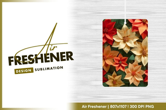 Paper Poinsettia Flowers in Red Orange and Yellow with Green Leaves Sublimation Regulrcrative 