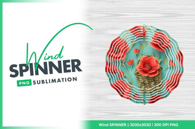 Paper Poppies And Basket Wind Spinner Round Png Sublimation Regulrcrative 