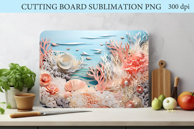 Paper Quilled Sea PNG. Cutting Board Sublimation PNG Sublimation Olga Terlyanskaya 