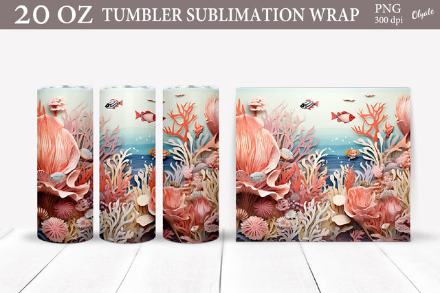 Paper Quilled Seashell Tumbler Sublimation PNG. 20 OZ Tumbler Sublimation Olga Terlyanskaya 