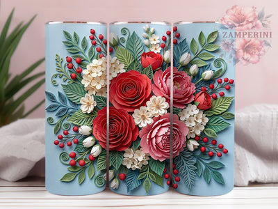 Paper Quilling Floral 20oz Tumbler, Paper Quilling, Quilling Floral, Floral Tumbler, Paper Floral, Quilling Tumbler, Paper Quilling PNG, Quilling Floral PNG Sublimation Li Zamperini 
