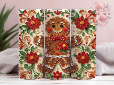 Paper Quilling Gingerbread 20oz Tumbler, Paper Quilling, Quilling Gingerbread, Gingerbread Tumbler, Quilling Tumbler, Paper Quilling PNG, Gingerbread PNG, 20oz Tumbler Wrap Sublimation Li Zamperini 