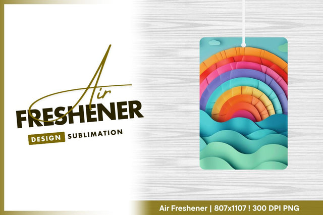Paper rainbow over waves air freshener png Sublimation Regulrcrative 