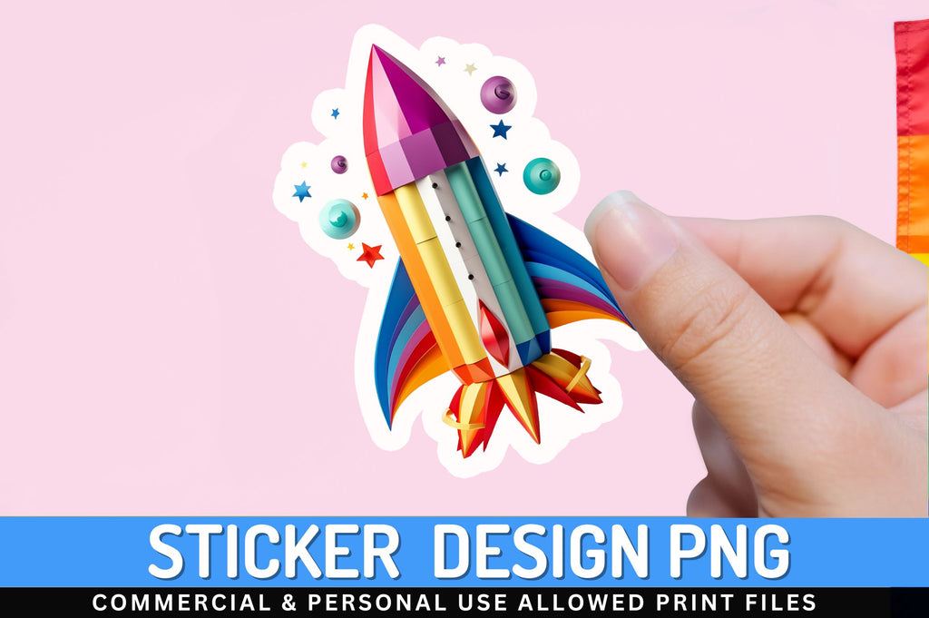 Paper rocket Sticker Design - So Fontsy