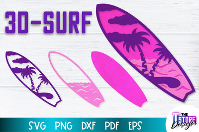 Paper Surf | 3D Surf Design | Summer Design | Paper Cut Files SVG The T Store Design 