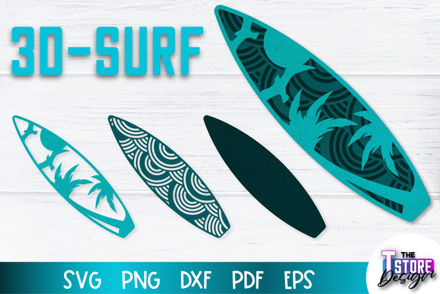 Paper Surf | 3D Surf Design | Summer Design | Paper Cut Files SVG The T Store Design 