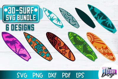 Paper Surf Bundle | 3D Surf Design | Summer Design | Paper Cut Files SVG The T Store Design 