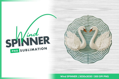 Paper Swans in Love on Blue Water Background Wind Spinner Round Png Sublimation Regulrcrative 