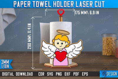Paper Towel Holder | Angel Shape | Kitchen Accessories | Roll Paper Stand | CNC File SVG Fly Design 