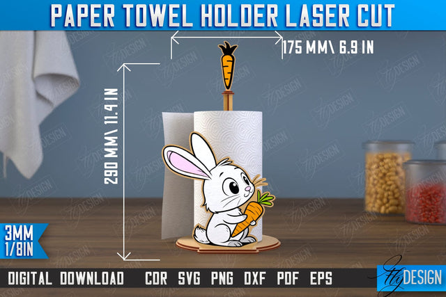 Paper Towel Holder | Bunny Shape | Kitchen Accessories | Roll Paper Stand | CNC File SVG Fly Design 