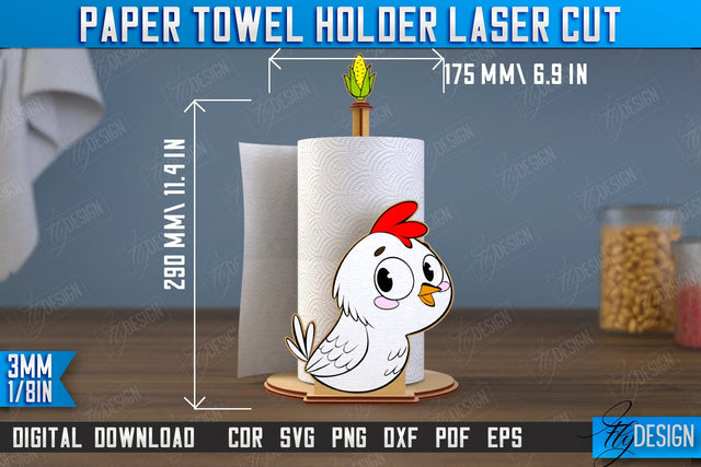 Paper Towel Holder | Chick Shape | Kitchen Accessories | Roll Paper Stand | CNC File SVG Fly Design 