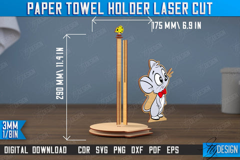 Paper Towel Holder | Dog Shape | Kitchen Accessories | Roll Paper Stand | CNC File SVG Fly Design 