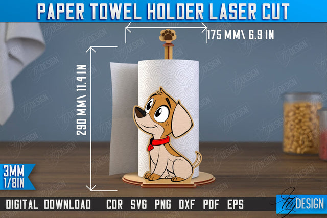 Paper Towel Holder | Dog Shape | Kitchen Accessories | Roll Paper Stand | CNC File SVG Fly Design 