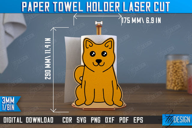 Paper Towel Holder | Dog Shape | Kitchen Accessories | Roll Paper Stand | CNC File SVG Fly Design 