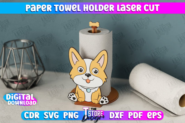 Paper Towel Holder | Dog Shape | Kitchen Accessories | Roll Paper Stand | CNC File SVG The T Store Design 