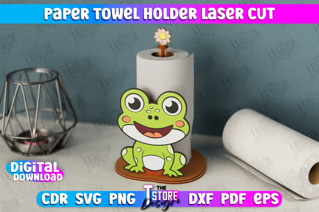 Paper Towel Holder | Frog Shape | Kitchen Accessories | Roll Paper Stand | CNC File SVG The T Store Design 
