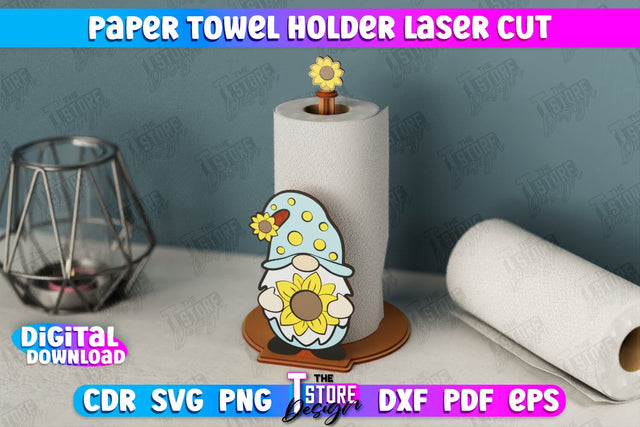 Paper Towel Holder | Gnome Shape | Kitchen Accessories | Roll Paper Stand | CNC File SVG The T Store Design 
