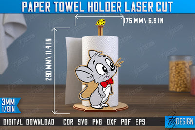 Paper Towel Holder | Mouse Shape | Kitchen Accessories | Roll Paper Stand | CNC File SVG Fly Design 