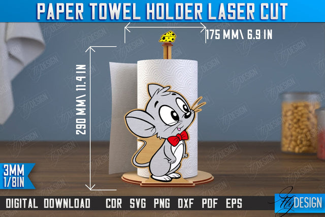 Paper Towel Holder | Mouse Shape | Kitchen Accessories | Roll Paper Stand | CNC File SVG Fly Design 